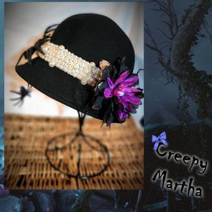 Creepy Martha Hand Decorated Wool Felt Bucket Hat